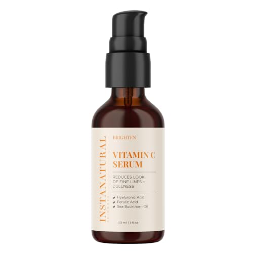 InstaNatural Vitamin C Face Serum, Brightens, Hydrates and Reduces Signs of Aging, with Vitamin C, Hyaluronic and Ferulic Acid, 1 FL Oz | All Skin Types, Brightens, Hydrates, and Reduces Signs of Aging, with Vitamin C, Hyaluronic Acid, and Ferulic Acid