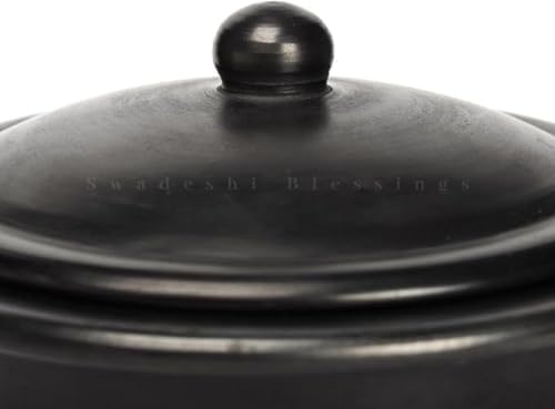 Swadeshi Blessings HandMade Unglazed Clay Pot for Cooking with Lid,2.5L,Red