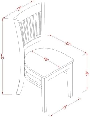 East West Furniture VAC-ESP-W Vancouver Kitchen Dining Chairs - Slat Back Wood Seat Chairs, Set of 2, Espresso