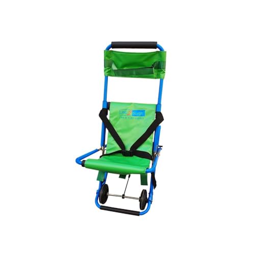 LINE2design EMS Mobility Chair - Emergency Patient Lift Transfer - Single Operator - Medical 4 Wheels 400 lb - Green