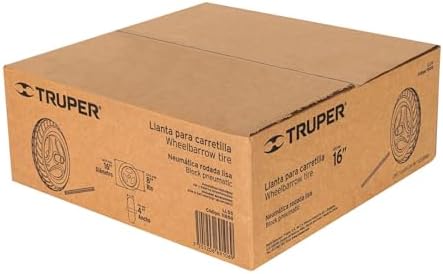 Truper 16"x 4" Lightweight Wheelbarrow Replacement Tire Assembly | Heavy-Duty Pneumatic Wheel with Reinforced Rim, Axle