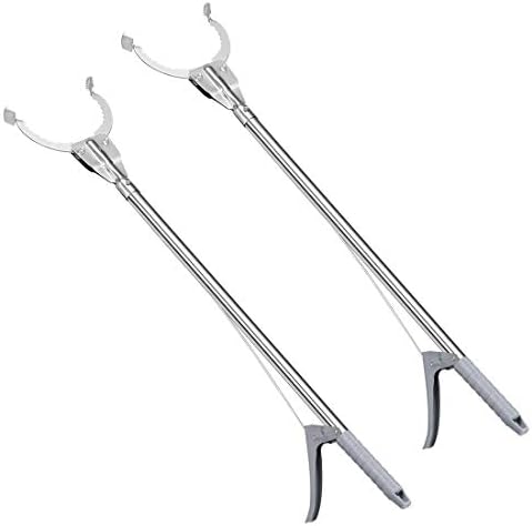 uxcell 36inch Grabber Gripper Tool Extender Claw Garbage Picker Stainless Steel Gray 2Pcs