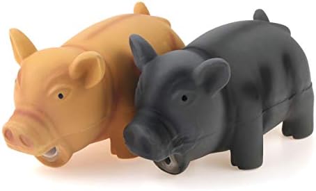 CHIWAVA 2PCS 6.5" Latex Cube Pig Dog Toy for Medium Large Dogs Grunt Sound