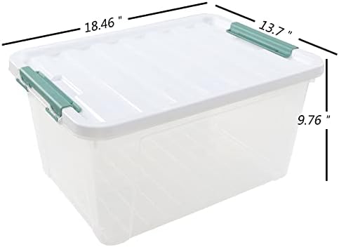 17.5 L Clear Plastic Storage Box, 4-Pack Latch Storage Bin