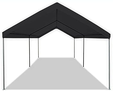 Caravan Canopy Powder Coated Heavy Duty Steel Frame Pop Up Carport with 6 Steel Stakes for Outdoor Activities and Events, White