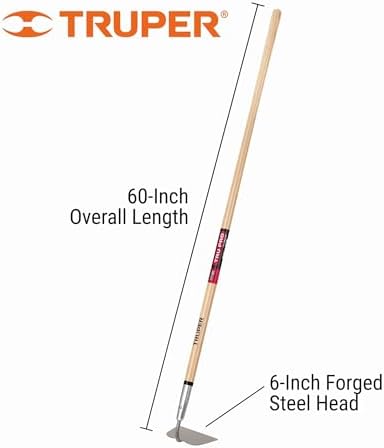 Truper Tru Pro Forged Garden Hoe, 60-Inch Premium White Ash Handle, 6-Inch Heavy-Duty Forged Steel Head, Industrial-Grade Cultivating and Weeding Tool (Model 30018 / ATJ-X)