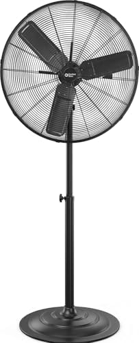 Comfort Zone Industrial Pedestal Fan, 30 inch, 3 Speed, High Velocity, Adjustable Height 56” to 76”, Metal, Meets OSHA Standards