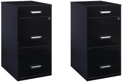 Scranton & Co 3-Drawer Metal Filing Cabinet, 27.32" H x 14.25" W x 18.00" D, Pearl White Finish, Locking Storage with Letter-Size File Drawers, Non-Porous Painted Steel for Home or Office