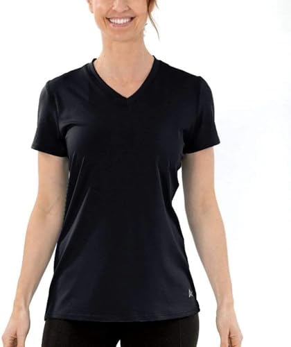 Arctic Cool Women's V-Neck Instant Cooling Moisture Wicking Performance UPF 50+ Short Sleeve Workout Shirt