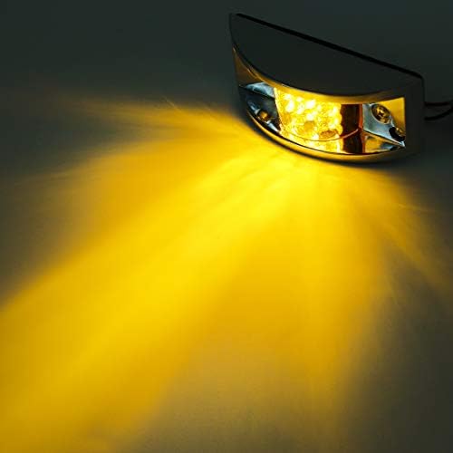 Partsam 4x Sealed Chrome Armored LED Trailer Clearance Light Side Marker Light 12LED Amber