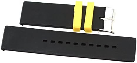 22MM Black Yellow Rubber Sport Diver Waterproof Watch Band Strap FIT Invicta