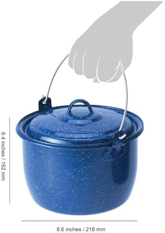 GSI Outdoors Convex Kettle for Soup, Stew, or Water Pot - Camping, Enamelware, 4.25 qt