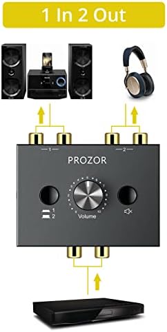 PROZOR RCA Stereo Audio Switcher - 2 in 1 Out R/L Stereo Audio Switch