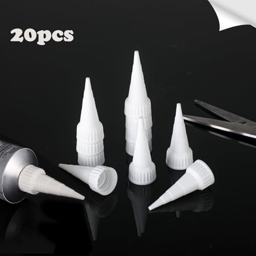 20 Pack Snip Tip Applicator Cap Compatible with E6000 Glue Tube | Fits 3.7 oz compatible with E6000 tubes, precision tip control, replacement caps