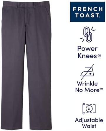 French Toast Boys' Adjustable Waist Relaxed Fit Twill Pant | school uniform pants, no need to iron, double knees for durability, typically fit boys ages 2-14