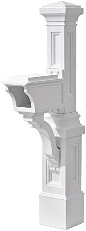 Step2 Atherton Mail Post, Mailbox Not Included, Weather Resistant, Large Outdoor Mailbox Post, Made of Durable Plastic, Easy to Install, Classic White