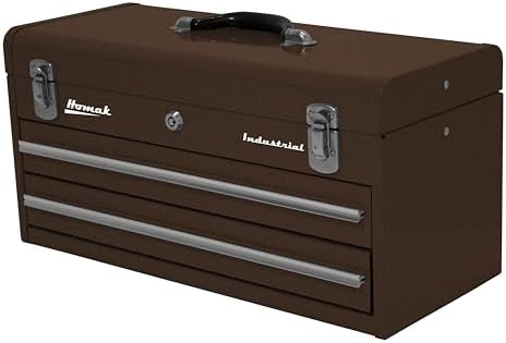 Homak Industrial 20-Inch 2-Drawer Friction Toolbox, Brown Winkle Powder Coat, BW00202200