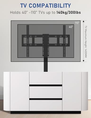 DIHOOL Motorized TV Lift for 85″ - 100″Giant Screen TVs, Pop Up Vertical TV Stand with Remote Control and Obstacle Detection, 59″ Stroke
