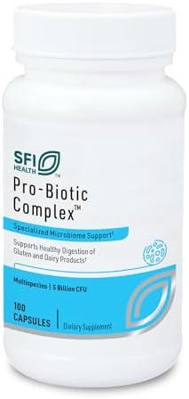 Klaire Labs SFI Health Pro-Biotic Complex, 100 Capsules | Intestinal Support for Men & Women, 5 Billion CFU Lactobacillus acidophilus & Bifidobacterium bifidum Probiotic