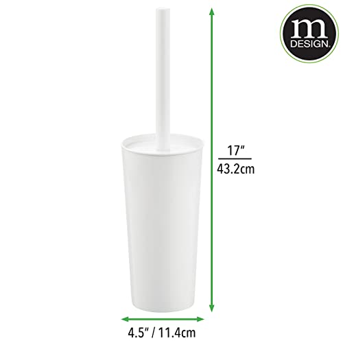 mDesign Metal Freestanding Slim Toilet Bowl Brush and Holder + Rectangle Narrow 5 Liter / 1.3 Gallon Step Pedal Trash Can Wastebasket for Bathroom