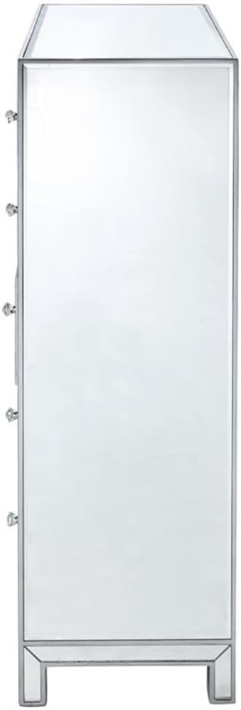 Reflexion 5 Drawer 48" Mirrored Chest in Antique Silver