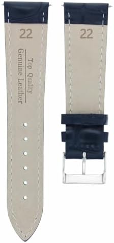 Ewatchparts 22mm Dark Blue Leather Replacement Watch Strap Silver Buckle Compatible With Invicta Diver Russian