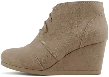 Soda “REX” ~ Women Lace Up Rounded Toe Low Wedge Ankle Bootie