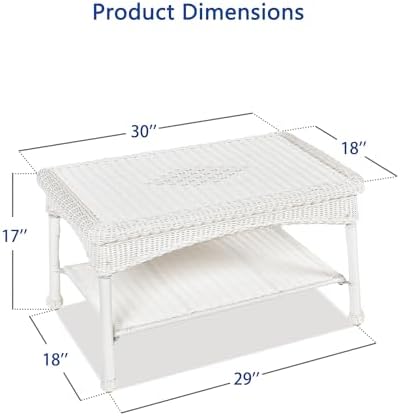 White Wicker Patio Coffee Table