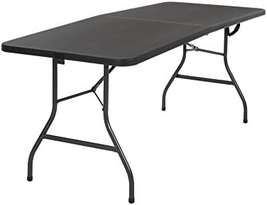 Cosco 6ft Fold-in-Half Blow Molded Folding Table, Indoor/Outdoor, Comfort Handle, Lightweight Plastic Construction - White