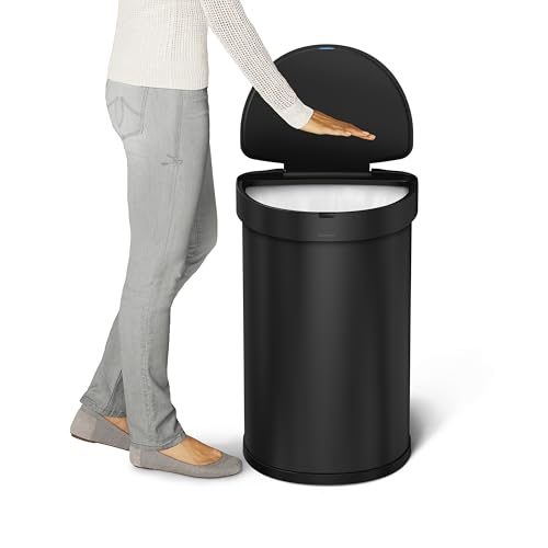 simplehuman 45 Liter / 12 Gallon Semi-Round Automatic Sensor Trash Can, Brushed Stainless Steel