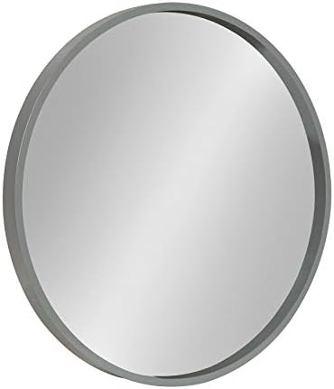 Kate and Laurel Travis Round Wood Wall Vanity Mirror, 22 Inch Diameter, Gray