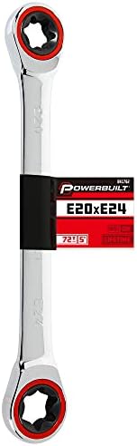 Powerbuilt E10/E12 Ratcheting Double Box-End E-Torx E-Star Wrench, 72-Tooth Ratcheting Wrench with 5-Degree Swing for Tight Spaces - 641760