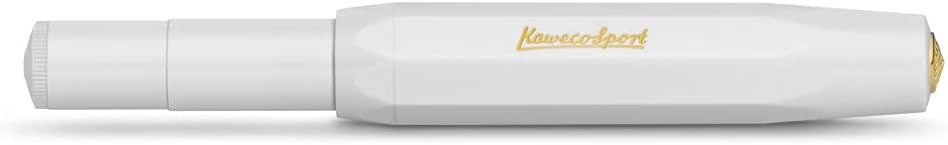 Kaweco CLASSIC SPORT Fountain Pen White with 23 Carat Gold-Plated Steel Nib and Iridium Tip for Ink Cartridges I Sport Fountain Pen 13 cm I Nib: BB (Extra Broad)