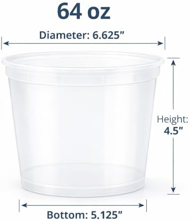 32 oz [20-Pack] Microwavable Plastic Deli Food Storage Containers with Lids