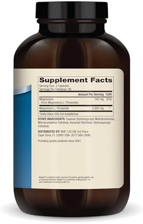 Dr. Mercola Magnesium L-Threonate, Magnesium Advanced Supplement with Magtein, 2000 mg per Serving, High Bioavailability for Cognitive Support, Memory & Brain Health, Non-GMO, Gluten Free, 90 Capsule