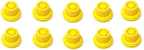 10 Pack Replacement YELLOW SPOUT CAPS Top Hat Style fits # 900302 900092 BLITZ Gas Can Spout Cap fits self venting gas can Aftermarket (SPOUTS NOT