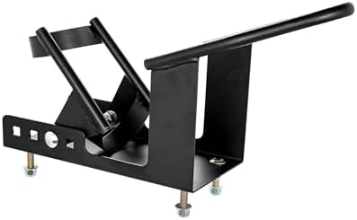 Camco Steel Universal Tire Fit Motorcycle Wheel Chock Mount for Truck Bed or Trailer Floor, Includes 2 Handlebar Straps