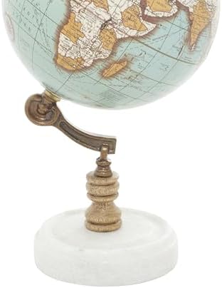 Deco 79 Marble Globe with Marble Base, 7" x 7" x 11", Teal | Educational/Geographic Earth World Map Decorative World Globe With Marble Base World Globe