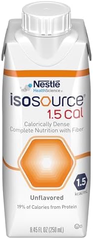 Isosource Complete Nutrition, 1.5 Calorically Dense Formula with Fiber (1.5 kcal/mL), Tube Feeding Formula, Unflavored, 8.45 Fl Oz, Pack of 24