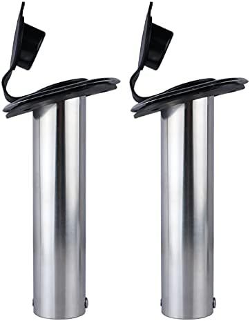 Hoffen 2Pcs Boat Stainless Steel Fishing Rod Holder Flush Mount 15/30/90 Degree with PVC Cap,Inner Tube and Gasket
