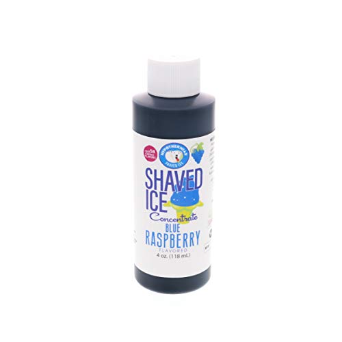 Hypothermias Shaved Ice and Snow Cone Syrup Unsweetened Flavor Concentrate - 4 Fl. Oz - Makes 1 Gallon of Syrup - Blue Raspberry - Must Add Filtered