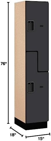 Salsbury Industries 2-Tier S-Style Extra Wide Designer Wood Locker with One Wide Storage Unit, 6-Feet High by 18-Inch Deep, Mahogany