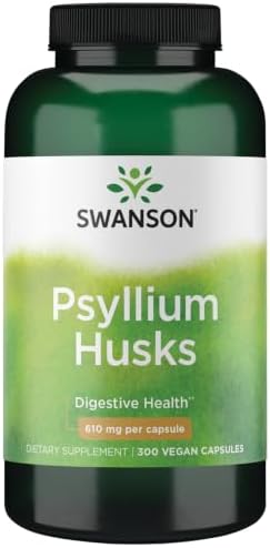 Swanson Psyllium Husk Dietary Fiber Supplement, 610 mg, 300 Capsules | Promotes Overall Health and Easier Elimination, Supports a Feeling of Fullness and Satiation, Plant-Based Dietary Fiber