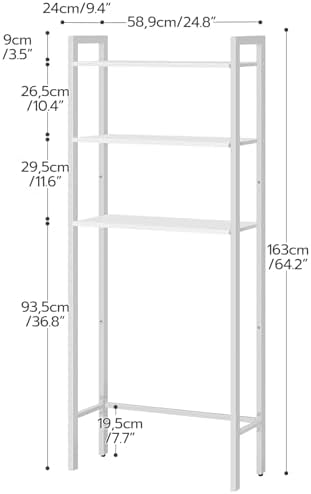 HOOBRO Over The Toilet Storage, 3-Tier Bathroom Organizer Shelf Over Toilet, Freestanding Bathroom Storage Shelves, Space Saver