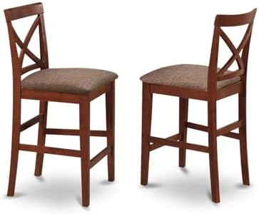 East West Furniture PBS-OAK-W Pub Counter-Height Bar Stool - Pub Height Kitchen Chairs, Set of 2, Oak