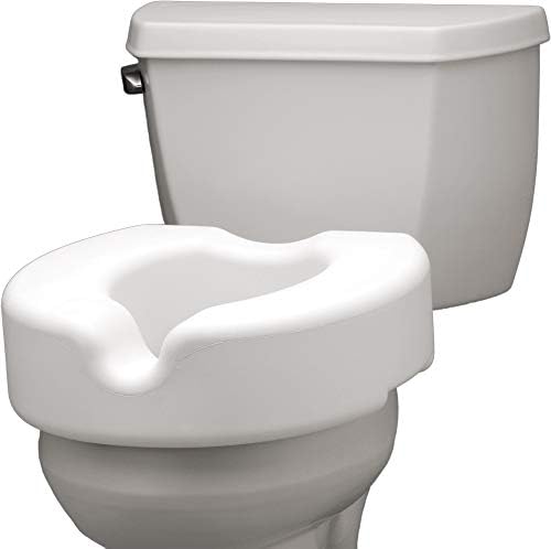 NOVA Toilet Seat Riser with Arms – Adds 5” Height, Raised Toilet Seat with ON/Off Front Lock, Adjustable & Removable Padded Arms (17.75”–20”), 300 lb Capacity, Safety Aid for Seniors