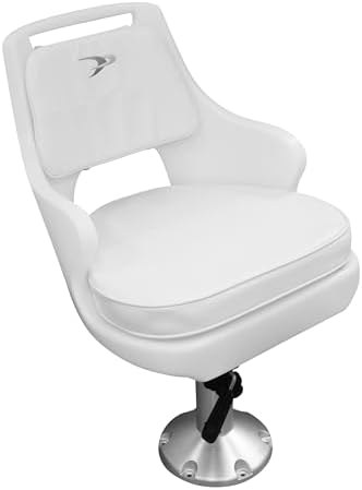 Wise 8WD015-710 Standard Pilot Chair with Cushions, Fixed Height Pedestal and Seat Slide | 28-oz marine vinyl snap-on cushions, 2-7/8 in aluminum post