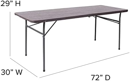 Flash Furniture 5-Foot Bi-Fold Granite White Plastic Folding Table | Lightweight, Easy Storage, Commercial Grade, Carrying Handle