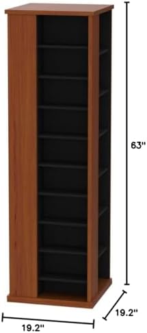 Venture Horizon 4-Sided Revolving Media Tower 1000 - Black: Laminated Wood Composites (MDF), Black-Color, 18.75" L x 18.75" W x 63" H