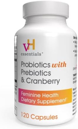 vH essentials Probiotics for Women with Prebiotics and Cranberry, 60 Ct | Feminine Health Dietary Supplement, Probiotics Support Gut Balance, Urinary Tract Health for Women, 30 Day Supply